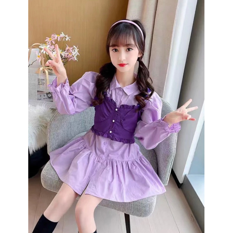 Purple skirt and vest set hot sale