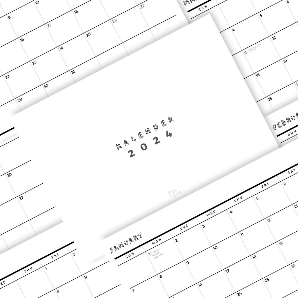 Planner Calendar 2024 Monochrome Desk Calendar/Wall Calendar/Loose