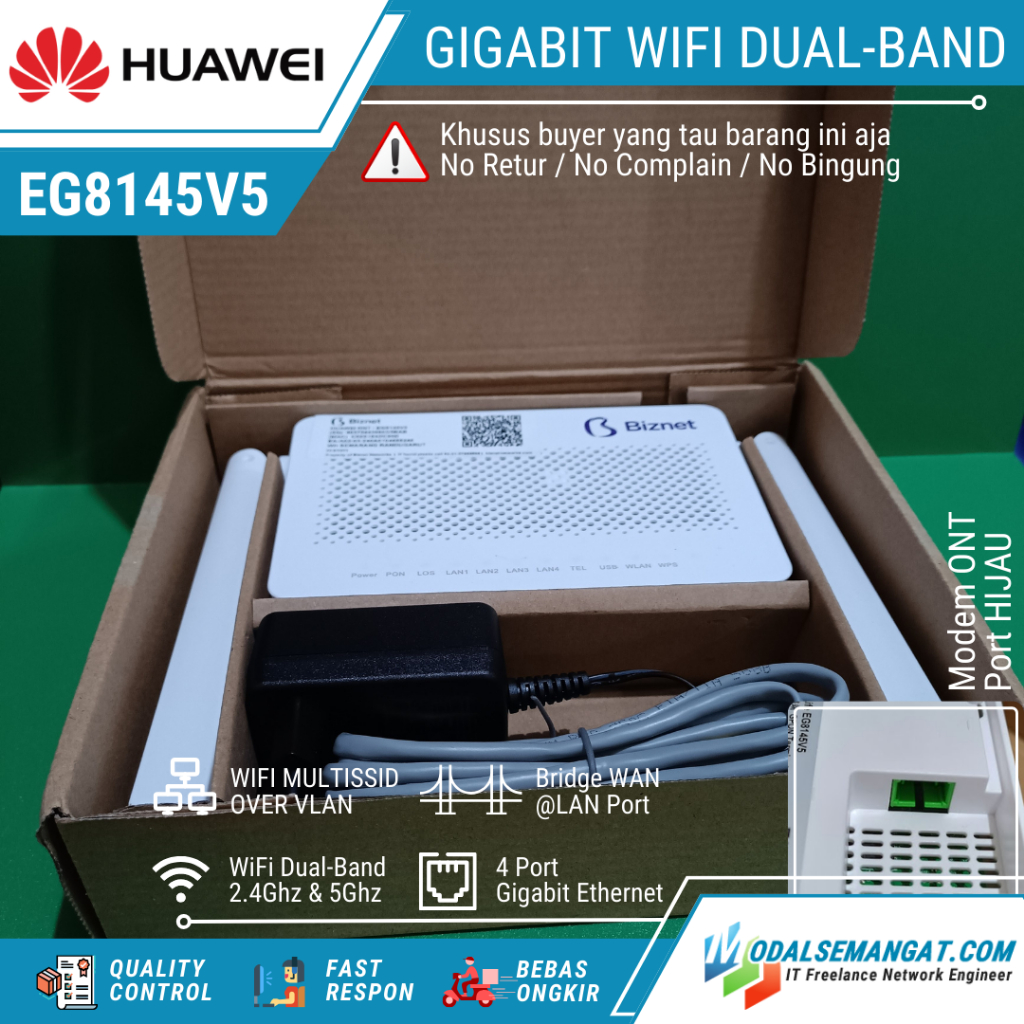 Wifi Router Huawei EG8145V5 ONT GPON Gigabit DualBand 2.4/5Ghz 5V5