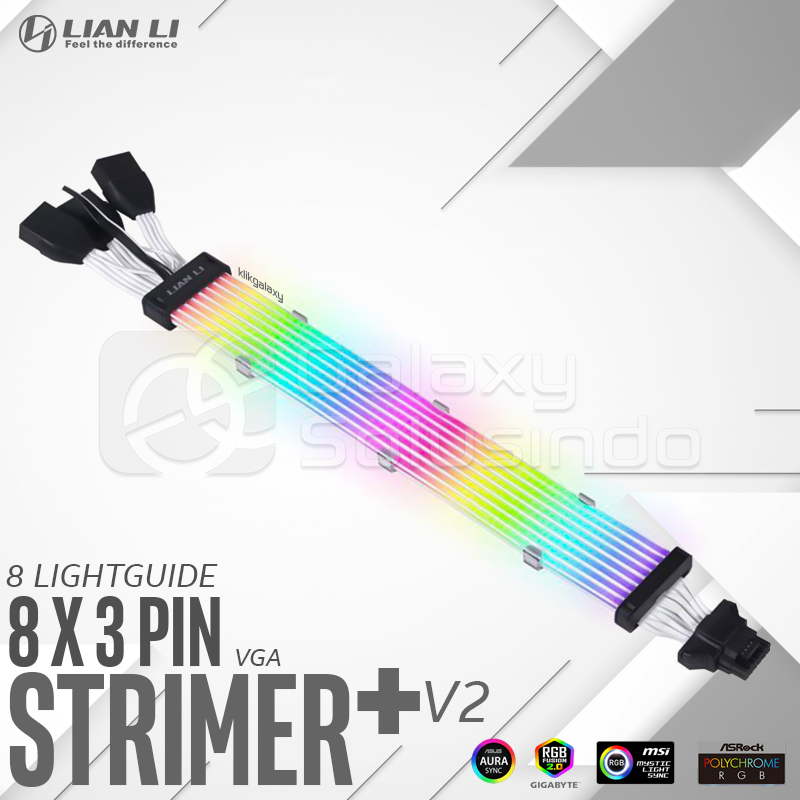 Lian LI Strimer Plus V2 12VHPWR ARGB 3x8 Pin To 12+4 Pin 8 Light Guides ...