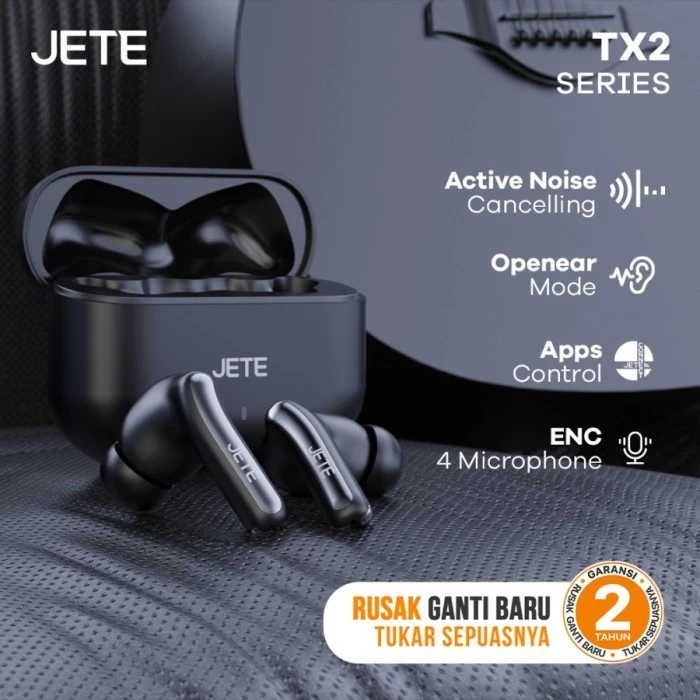JETE TWS TX2 Active Noice Canceling IPX5 With ENC 4 Mic - Garansi 2 Th (RTL) - Gambar 2