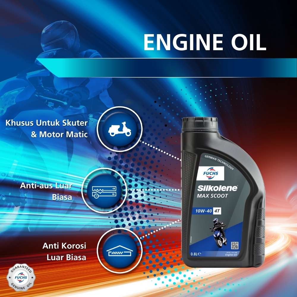 FUCHS SILKOLENE MAX SCOOT 10W40 Scooter Engine Oil 800ml Oli Motor Matic - Gambar 2
