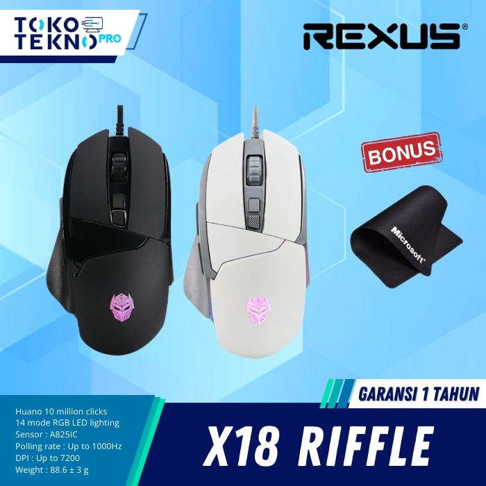Rexus X18 / X-18 Rifle Ergonomic Gaming Wired Mouse RGB