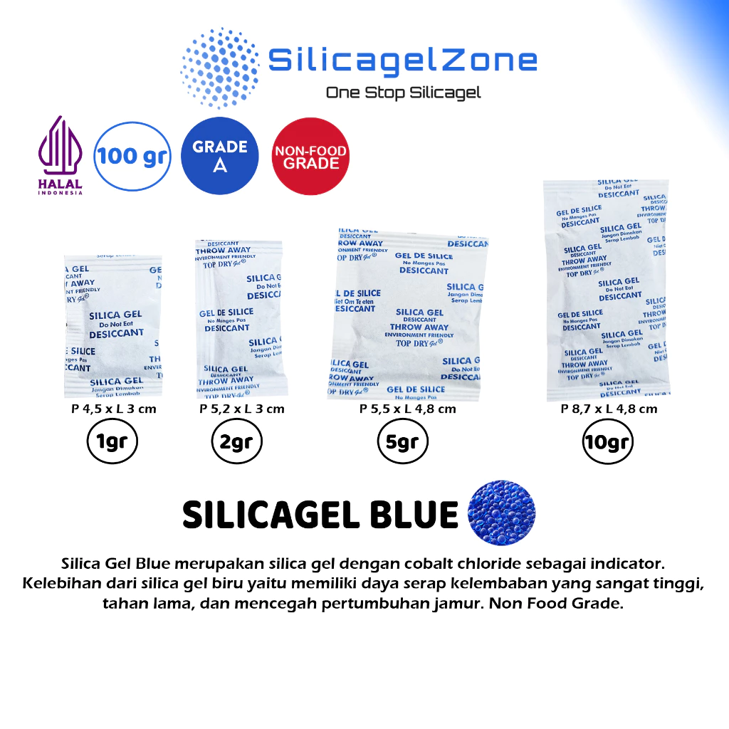 Silica Gel Blue / Silika Gel Biru 100 gram High Quality TERMURAH