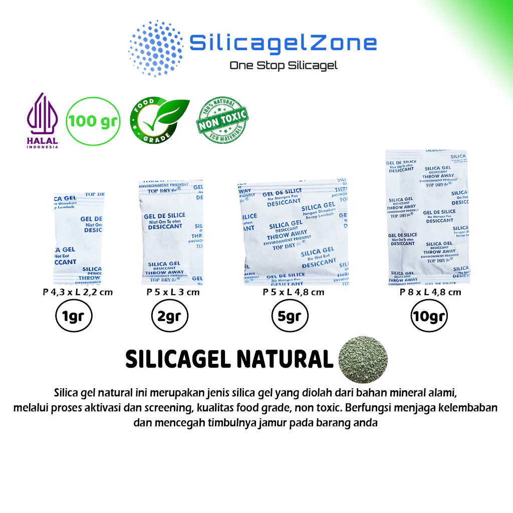 Silica Gel Natural 100 Pcs TERMURAH Food Grade