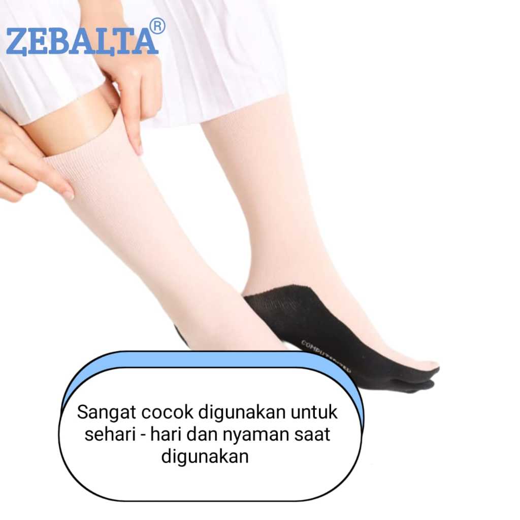 ZEBALTA - [Paket 6 & 12 Pasang] Kaos Kaki Jempol Muslimah Motif Dan Polos - Gambar 4