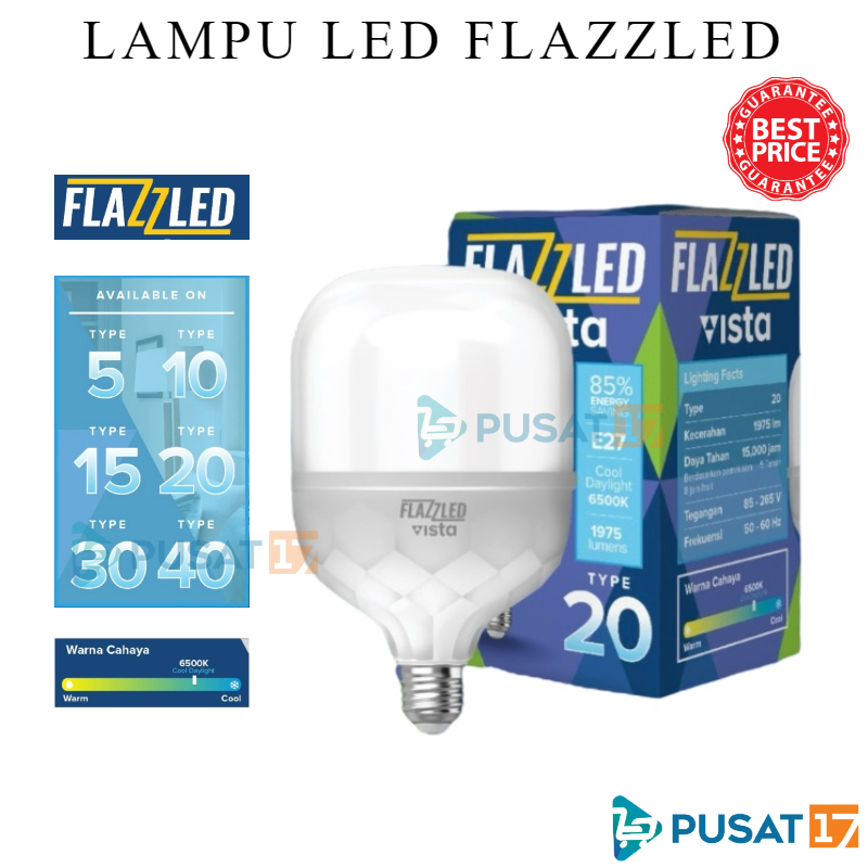 PUSAT17 LAMPU LED FLAZZLED 5 WATT 10 WATT 15 WATT 20 WATT 30 WATT 40 WATT LAMPU BOHLAM FLAZZLED VISTA EXTRA TERANG LAMPU LED BULB JUMBO TABUNG SUPER BRIGHT LIGHTBULB