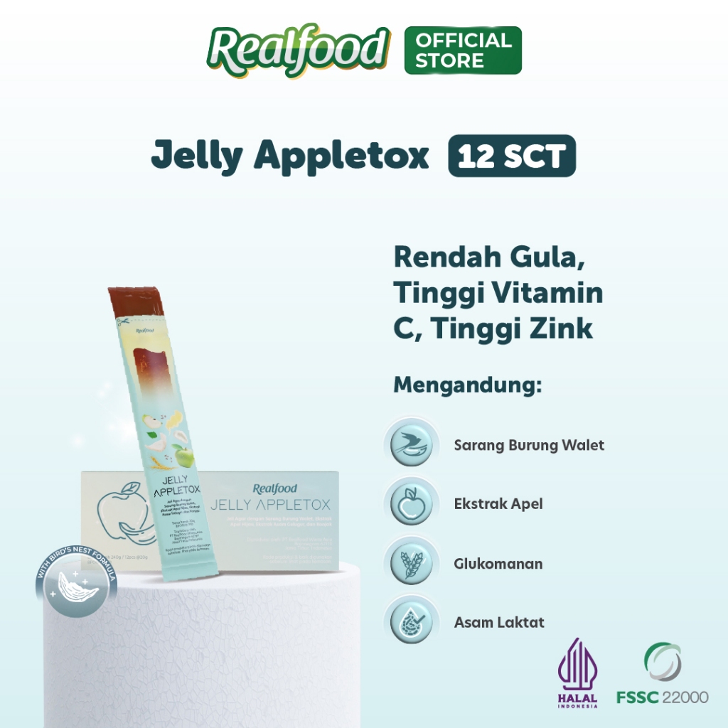 Realfood Cleanse Jelly Appletox / Jelly Diet / Weight Management / Diet Snack / Camilan Diet / Ekstrak Apel / Apple Extract / Glukomanan / Asam Gelugur / Garcinia atroviridis / Sarang Burung Walet / After Meal - Gambar 3