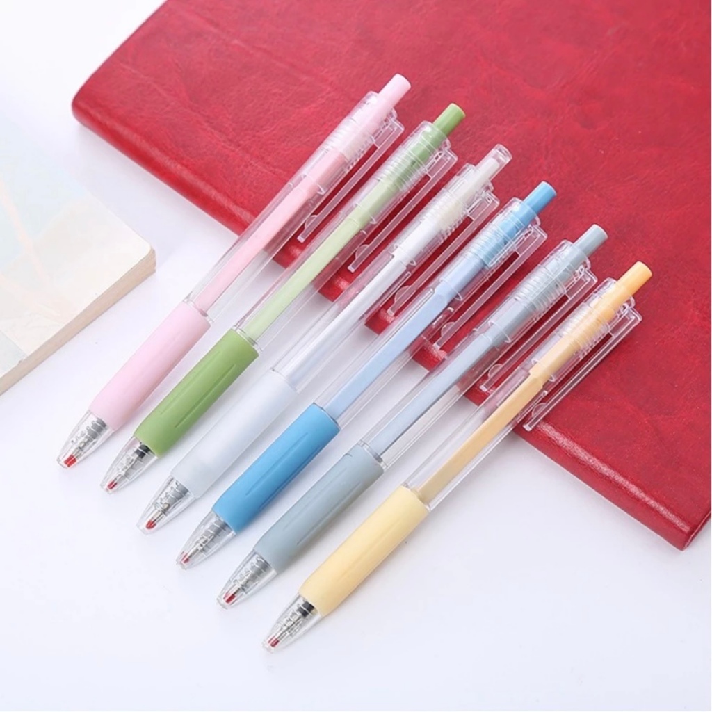 HITAM Plain Pastel Transparent Pens Gel Pens 0.5mm Black Ink School ...