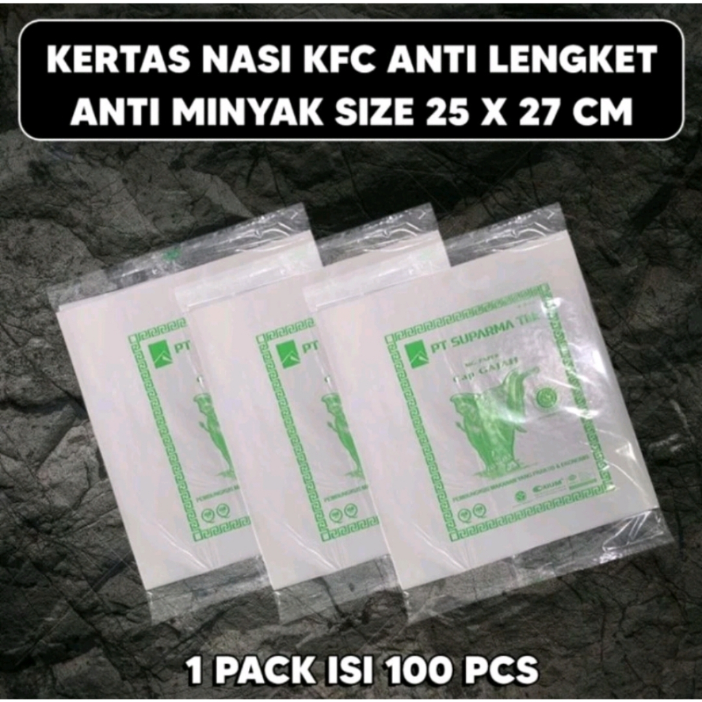 KERTAS NASI KFC kertas burger kertas mcd kertas pembungkus nasi CAP GAJAH kertas minyak ISI 100 lembar PROMO !!! - Gambar 2