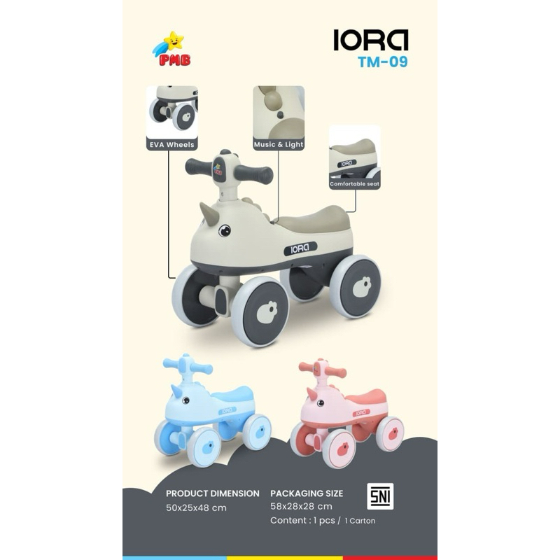 Sepeda Balance Bike Anak Musik Led Usia 1-3 Tahun - Gambar 3