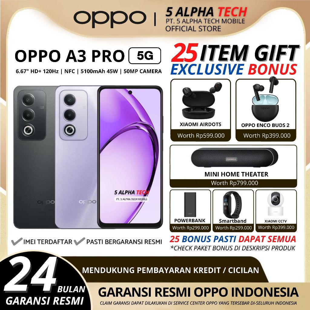 OPPO A3 Pro 5G 8/256GB ( +8GB Extended Ram ) Garansi Resmi Oppo