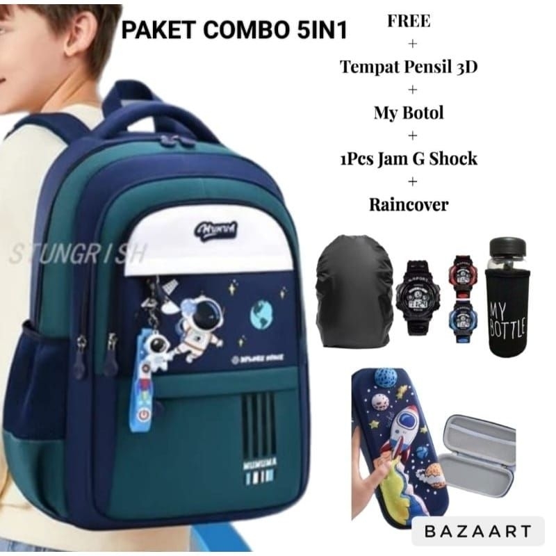 New Kombi 5in1 Astronaut Combo Package Complete With Backpack For Elementary School Junior High School Children