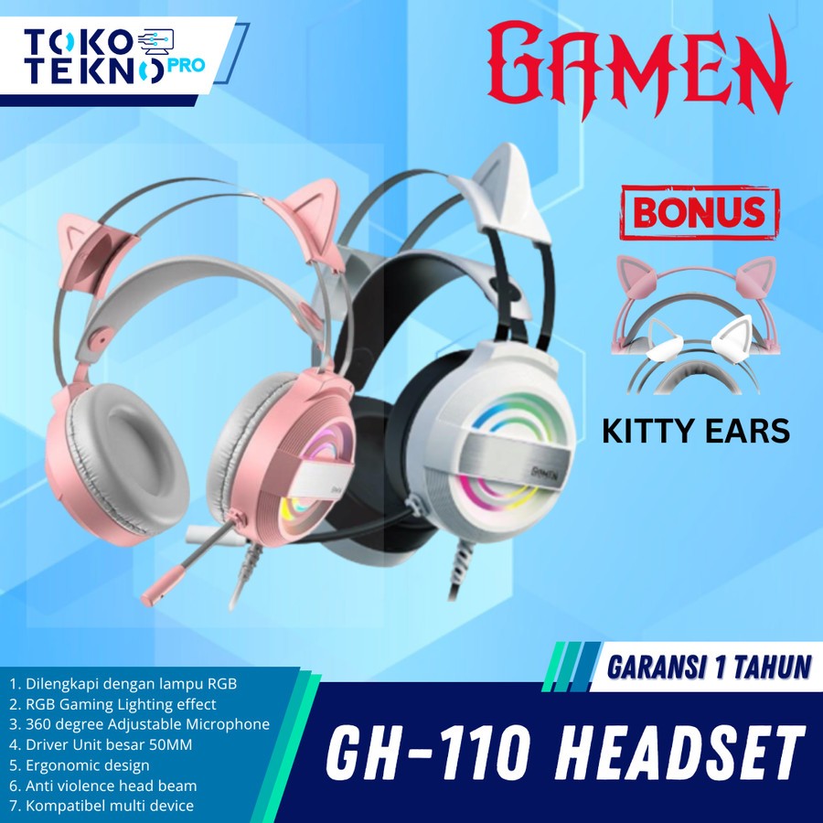 Gamen GH100 / GH110 / GH1100 LED RGB Lighting Headphone Gaming Wired