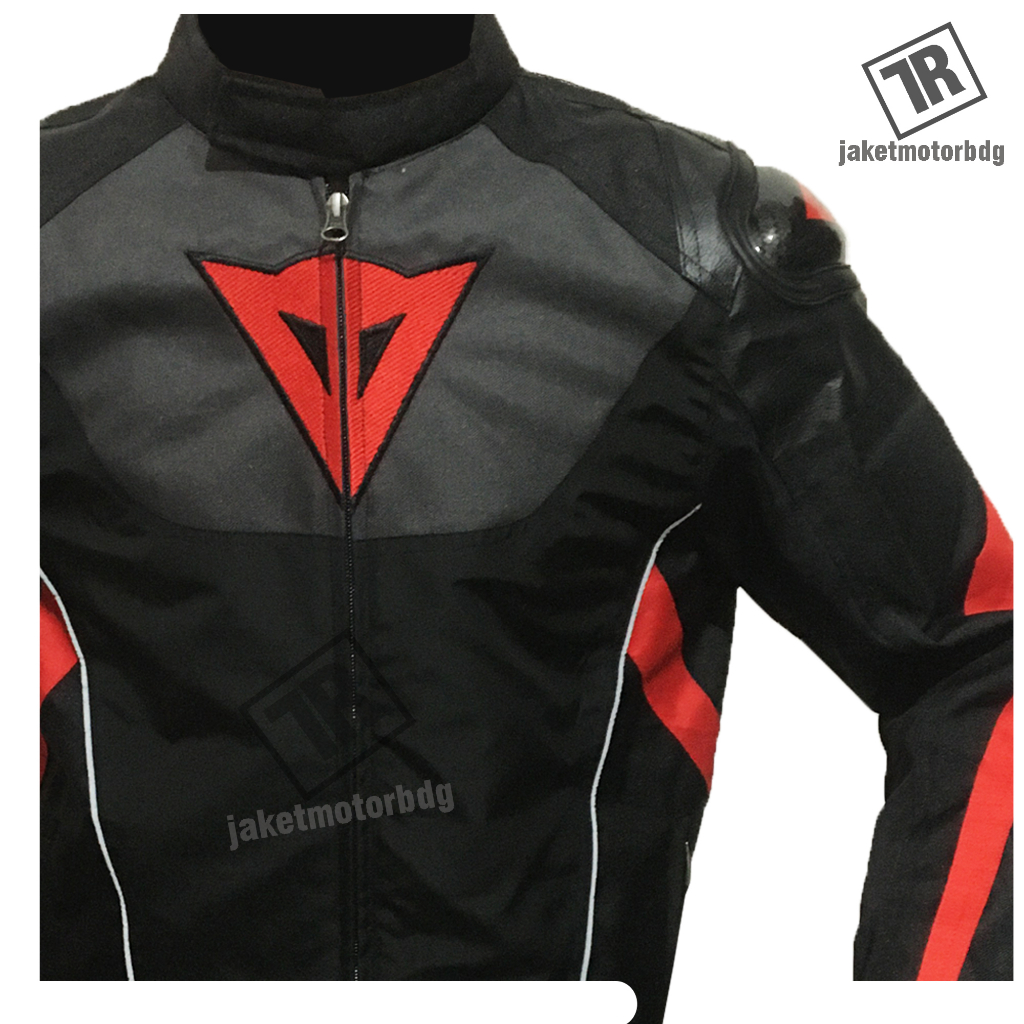 Motorcycle Jacket DNS Corduroy Full protector Black red Slim Fit M/L/XL