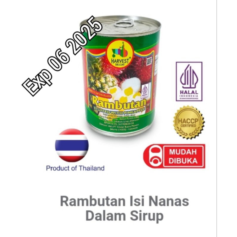 Harvest brand thailand rambutan Filled With pineapple in syrup Cans