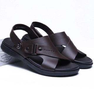 Mens black leather on sale slides