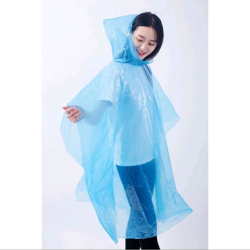 1PCS Jas Hujan Plastik Mantel Kresek Warna Transparan Rain Coat Disposable Sekali Pakai Poncho A139 - Gambar 4