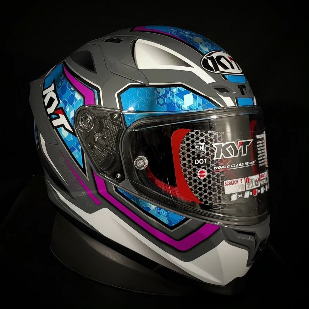 Helm KYT STRIKER 1 GORILLA GRAY BLUE FUXIA ORIGINAL HELM KYT STRIKER ...