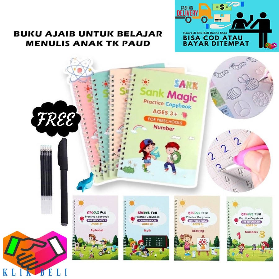 SANK Magic Children's Learning Book 1 Set of 4 Books + Pen Set Practice ...