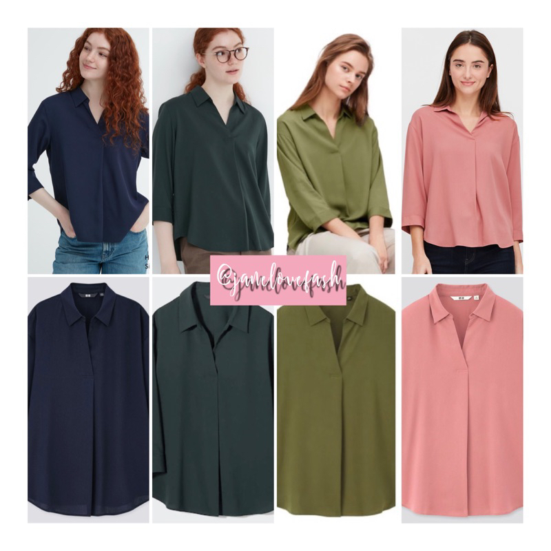 Uniqlo BLOUSE RAYON SKIPPER Long Sleeve BASIC BLOUSE UNIQLO, Women's  BLOUSE, Blouse V NECK, Jumbo BLOUSE~UNiqlo Women's T-Shirt 2 Girls Distro  T-Shirts Women's Tops Women's Clothes, Women's blouse