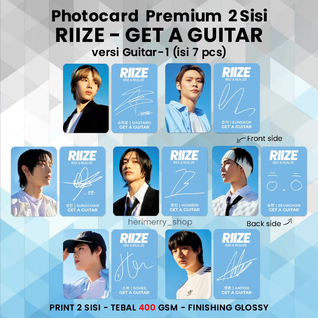 CONTENTS 7 PCS) RIIZE GET A GUITAR Photocard - Premium 2-Sided PC