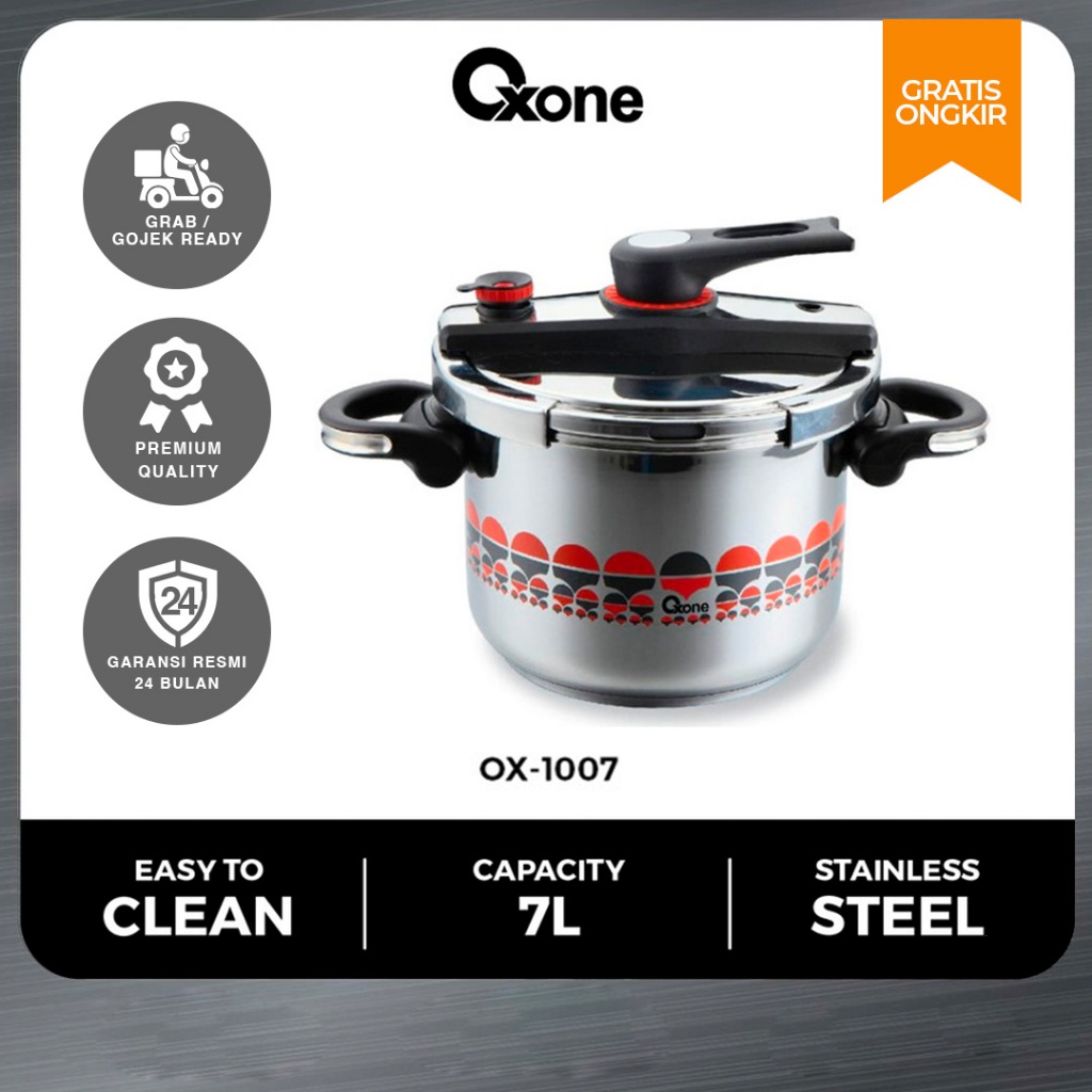 Oxone OX1007 Pressure Cooker 7Liter Top Handle Presto Stainless Steel