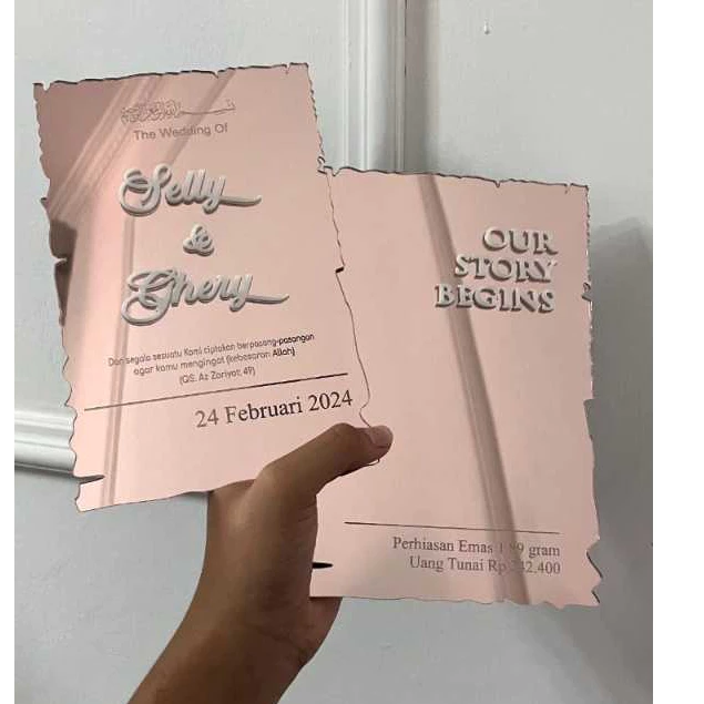 Akrilik Mirror Kotak Persegi Gold Rose Gold Custom