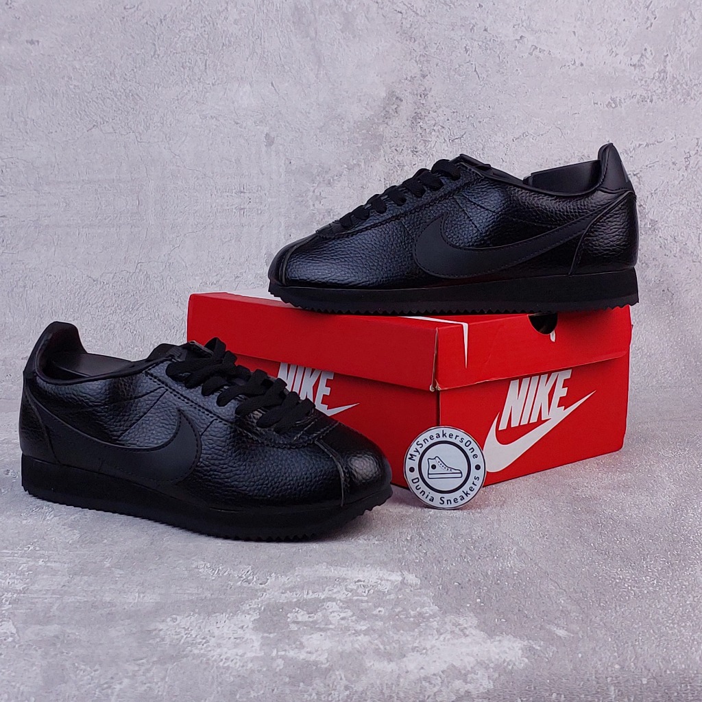 All black hot sale leather cortez