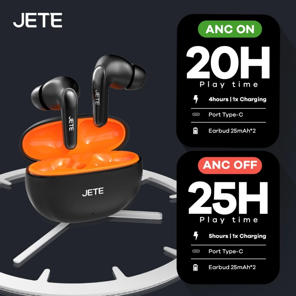JETE TWS TX1 Active Noice Canceling IPX5 With ENC 4 Mic - Garansi 2 Thn (RTL) - Gambar 2