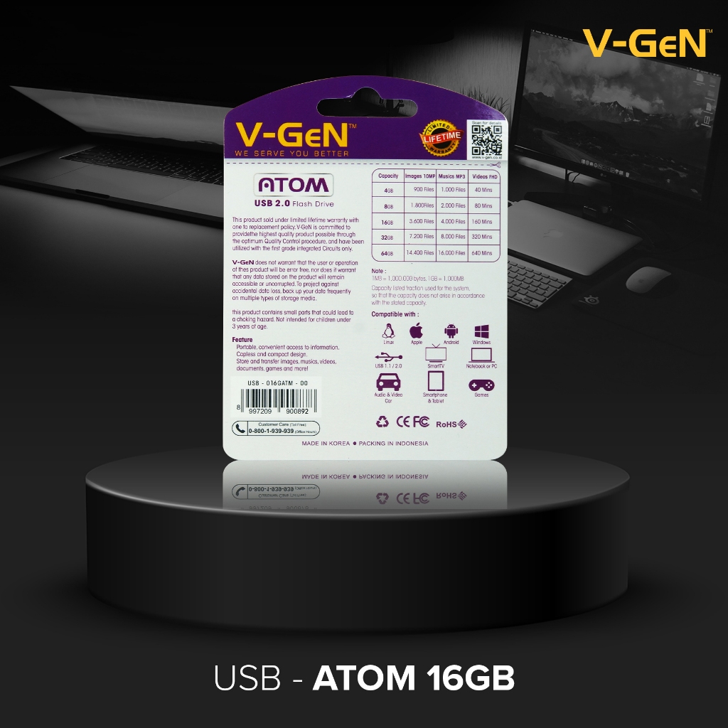 V-GeN USB Flashdisk 16GB ATOM Water Proof | Flash Disk | Flash Drive 16 GB Vgen - Gambar 3