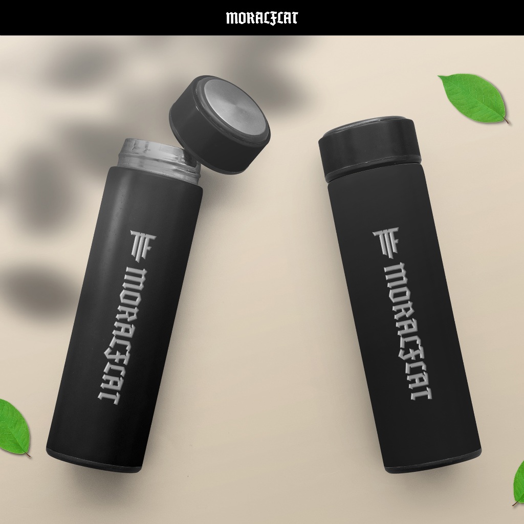 Moralflat - Tumbler botol air minum 500 ML - Botol termos tahan panas - Hitam - Gambar 2