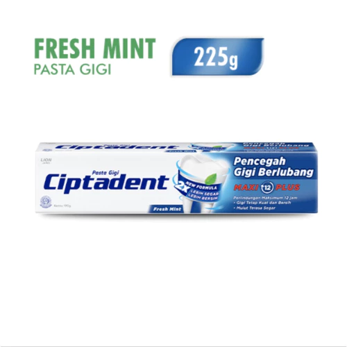 Ciptadent Pasta Gigi Maxi 12 Fresh Mint Tube Plus Jumbo 225 gr - Gambar 2