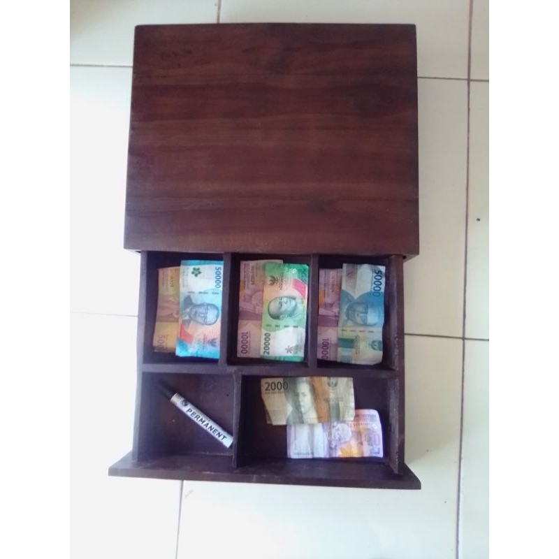 KAYU Cash Register Drawer/Money Box. Teak Wood. Strong Smooth 5