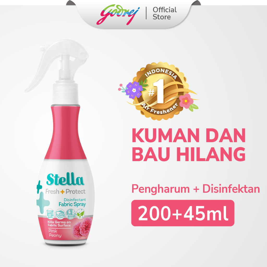 Stella Fabric Spray Pink Peony 200 + 45ml - Disinfektan Pengharum Kain