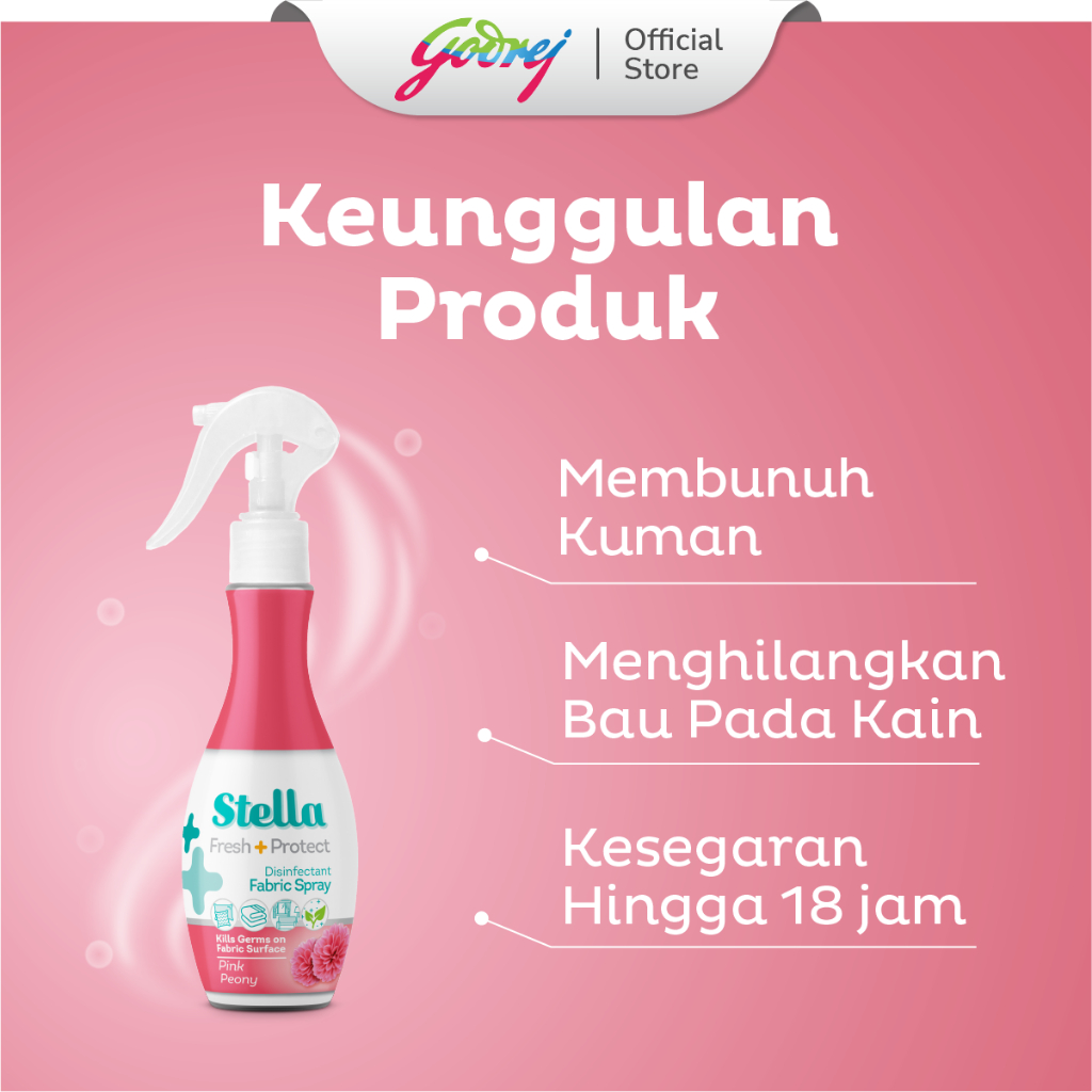 Stella Fabric Spray Pink Peony 200 + 45ml - Disinfektan Pengharum Kain - Gambar 2