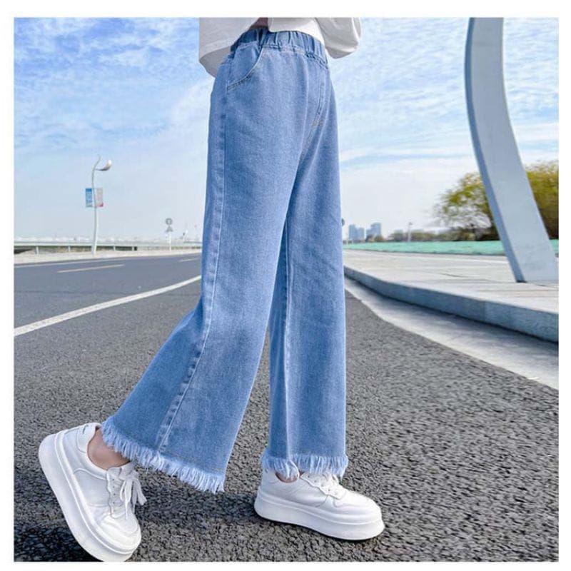 Girls Jeans/Kids Denim Palazzo Girl/Girl's Jeans/Current Buton