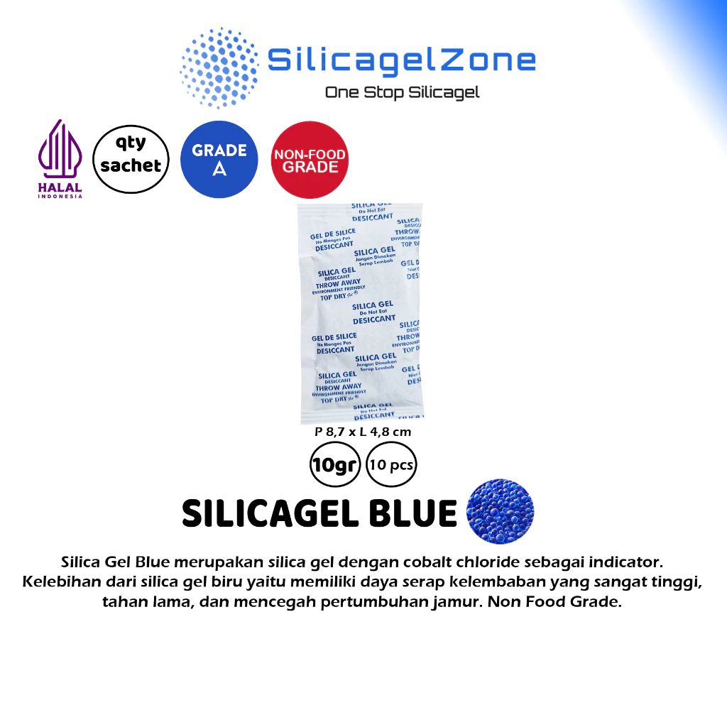 Silica Gel Blue / Silika Gel Biru 1 pack isi 100 sachet TERMURAH - Gambar 3