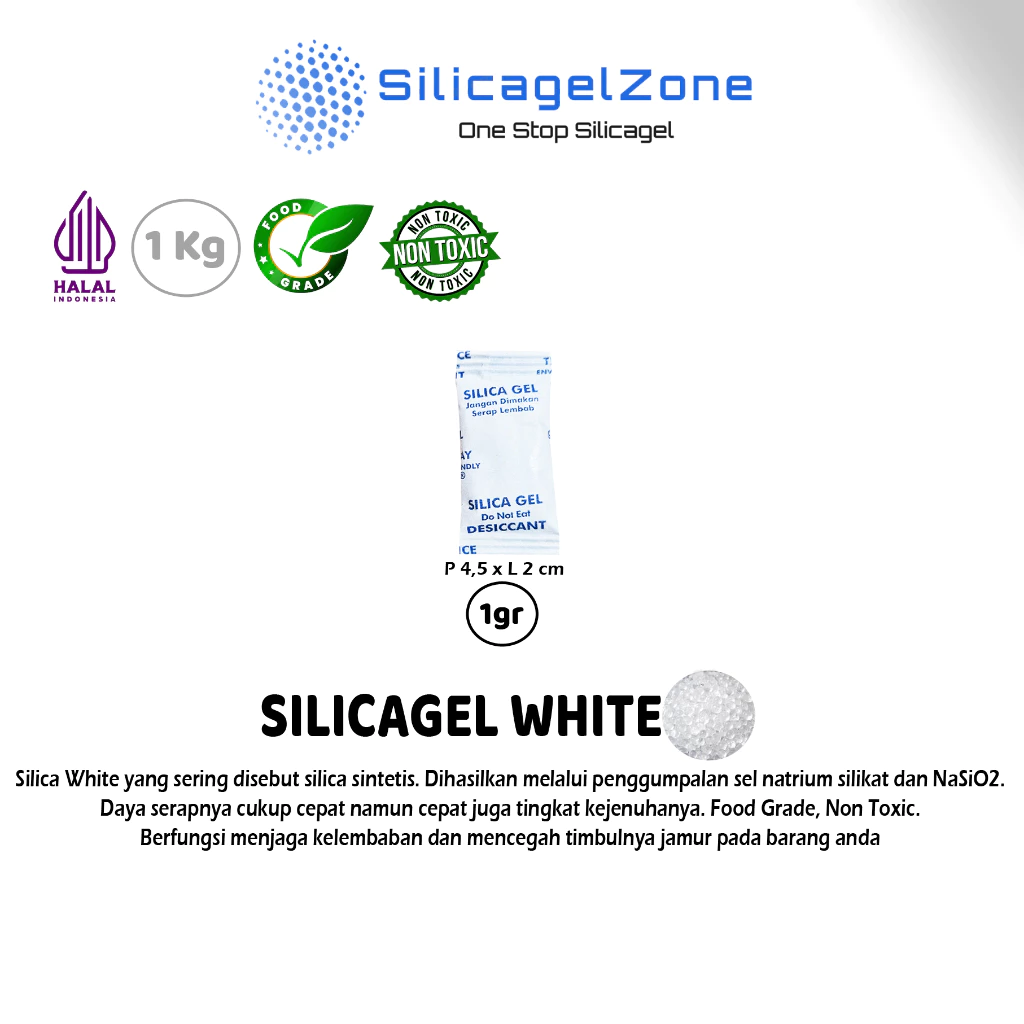 Silica Gel White / Silika Gel Putih 1Kg High Quality TERMURAH - Gambar 3