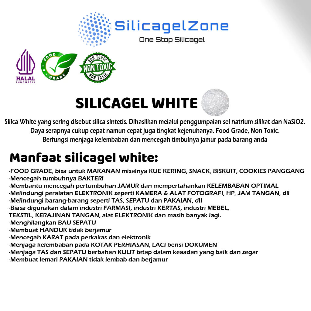 Silica Gel White / Silika Gel Putih 1 pack isi 100 sachet TERMURAH - Gambar 2
