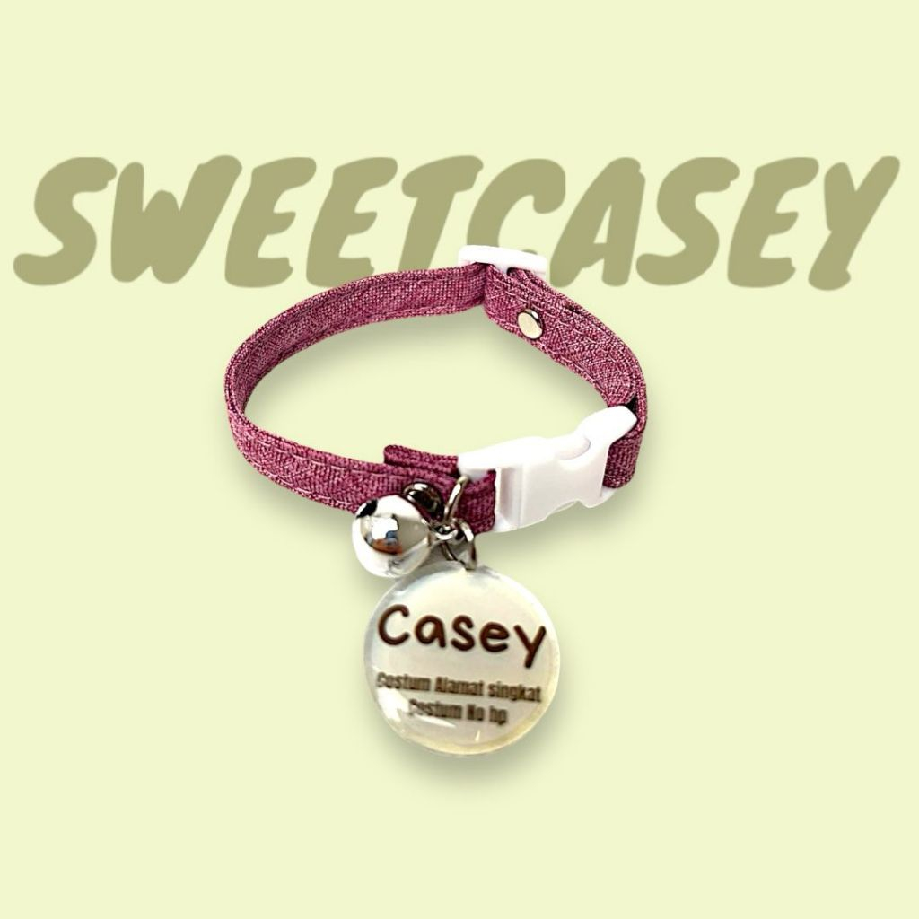 KALUNG KUCING KATUN BASIC FREE CUSTOM NAMA/COTTON BASIC CAT NECKLACE FREE NAMA - Gambar 2