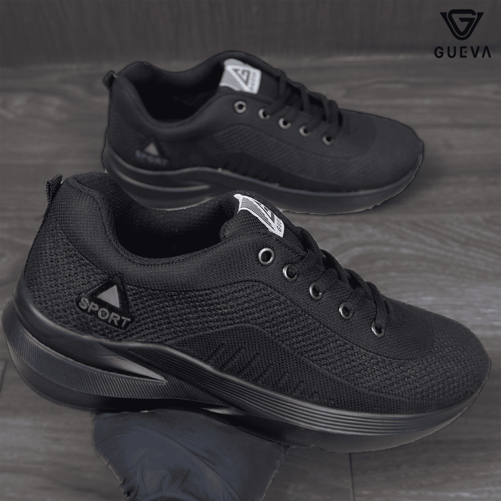 Gueva Sepatu Sekolah Hitam Polos New Sport SD SMP SMA SMK KULIAH Lari Hitam Jogging Running Murah - Gambar 3