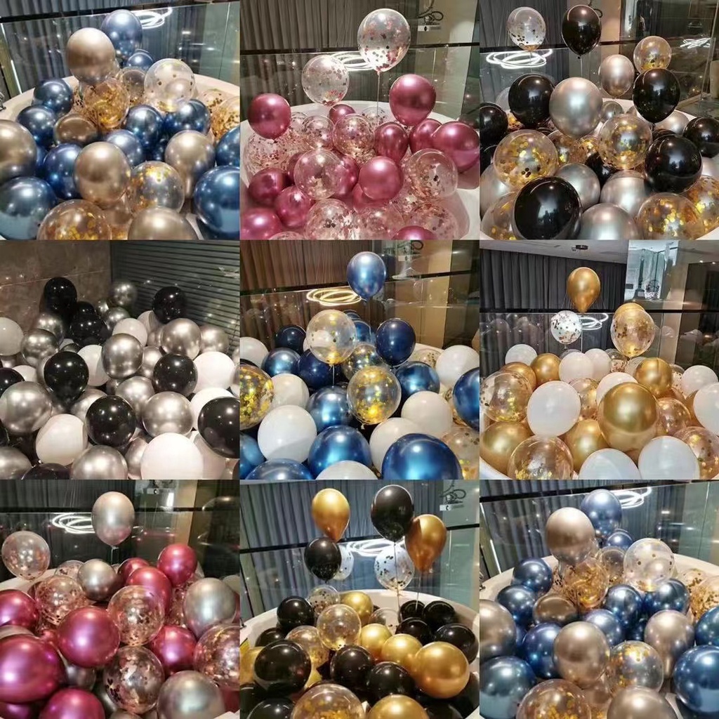 50pcs Metallic Latex Balloons, letter balloons, 10 inch birthday ...