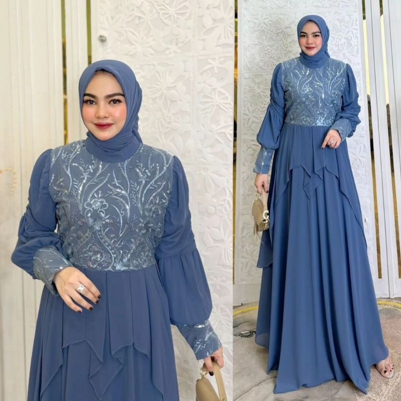 Queena Latest Gamis Dress Ceruty Babydoll Material Full Furing Mix ...