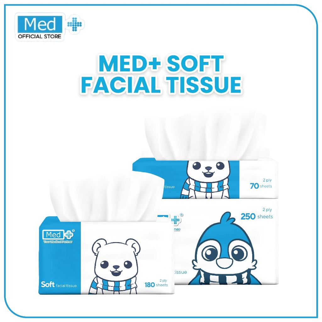 Med+ Soft Facial Tissue 70 / 180 / 250 Sheets - Tisu Wajah / Tisu Muka / Tissue Tanpa Pewangi / No Fragrance