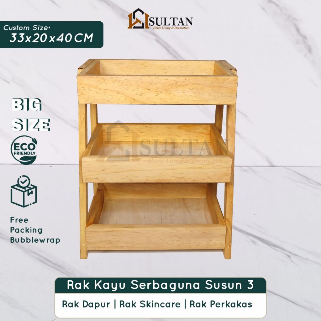BIG Size !! 3-Tier Onion Rack, Multipurpose Aesthetic Wooden Rack ...