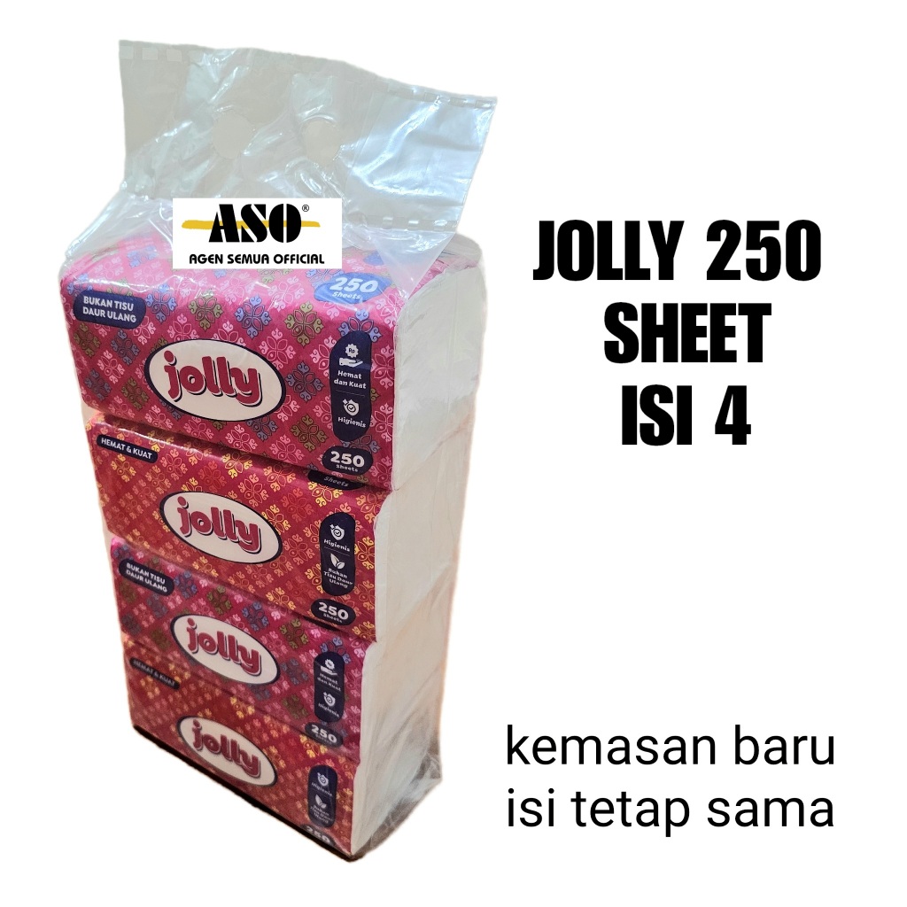 [ PAKET ISI 4 ] TISU TISSUE JOLLY 250 SHEET 2ply KEMASAN BARU ISI TETAP SAMA PROMO !!! - Gambar 2