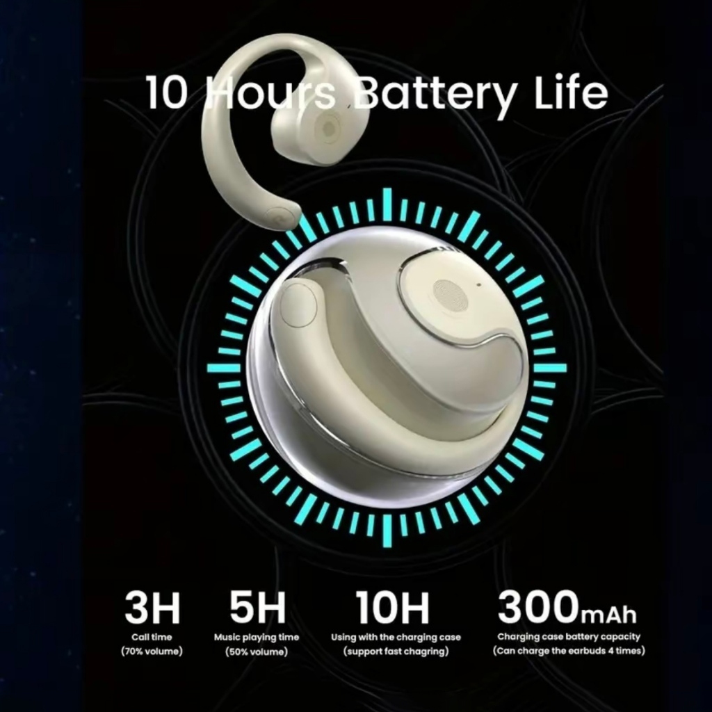 MATEI COD Headset Bluetooth GT50 Open Ear Bone Earphone Bliuetooth Headphone Conduction Noise Reduction HiFi Sound TWS Sport - Gambar 3