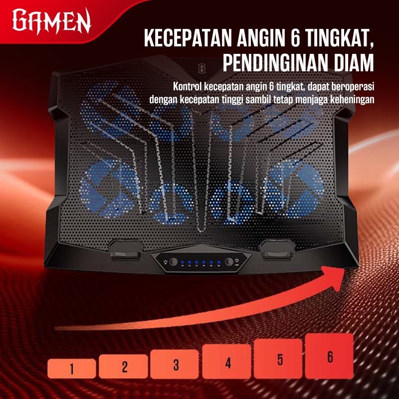 Gamen GCP100 / GCP-100 Fan Cooler Laptop Gaming Free Phone Holder - Gambar 2