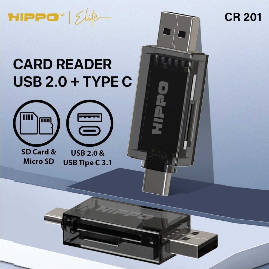 HIPPO CARD READER CR-201 USB A & C 2.0 TO SD-TF-CARD - Gambar 4